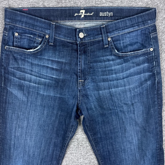 7 Seven For All Mankind Austyn Jeans Mens 36x28 Straight Blue Denim Stretch USA - Picture 1 of 12